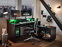 Zwart gaming bureau tudi met geïntegreerde verlichting - afbeelding 3 van  7