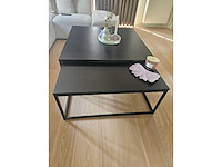 Zwart hout met stalen frame - salontafel set - afbeelding 1 van  3