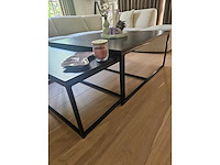 Zwart hout met stalen frame - salontafel set - afbeelding 2 van  3