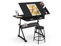 Zwart houten bureau met metalen poten en verstelbare hoogte - afbeelding 1 van  7