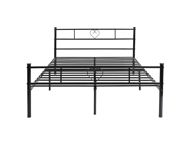Zwart metalen buisbed - 140 x 190 cm - afbeelding 2 van  5