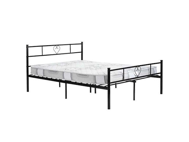 Zwart metalen buisbed - 140 x 190 cm - afbeelding 3 van  5