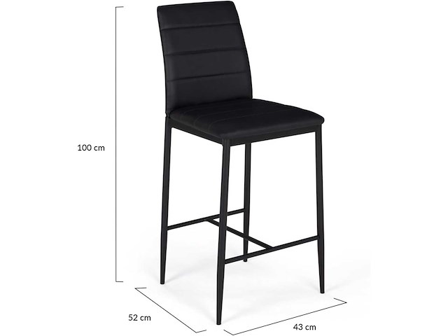 Zwart ontwerp pvc-kruk (x4) - afbeelding 4 van  9