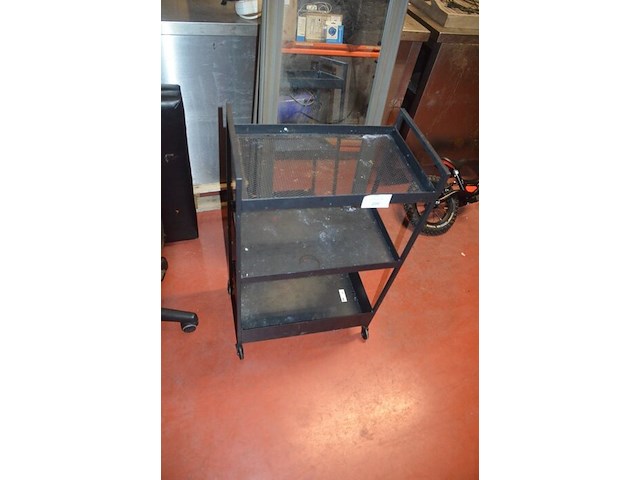 Zwart opvouwbare massagetafel, ronde kruk op wielen, rechthoekige spiegel, metalen rolrek, rekje zwart 3 etages (1,2,3,15,16) - afbeelding 8 van  10