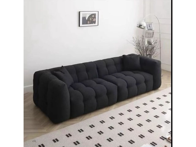 Zwarte bouclé sofa - afbeelding 1 van  1