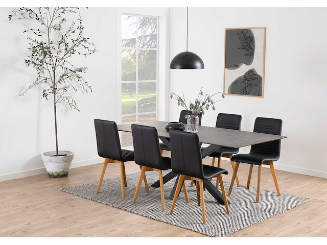 Zwarte eettafel hennie 200x100 cm met keramiekblad - afbeelding 1 van  7