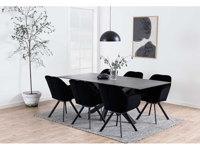 Zwarte eettafel hennie 200x100 cm met keramiekblad - afbeelding 2 van  7