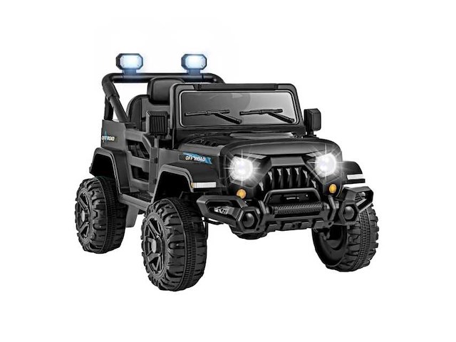 Zwarte elektrische afstandsbediening met offroad-wielen en verlichting - afbeelding 2 van  7