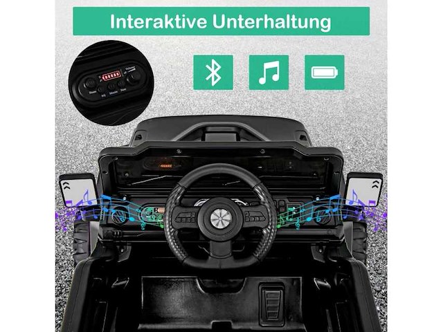 Zwarte elektrische afstandsbediening met offroad-wielen en verlichting - afbeelding 4 van  7