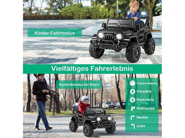 Zwarte elektrische afstandsbediening met offroad-wielen en verlichting - afbeelding 6 van  7