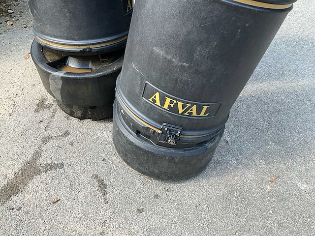 Zwarte plastic vuilbakken met metalen binnenbak (3x) - afbeelding 3 van  9