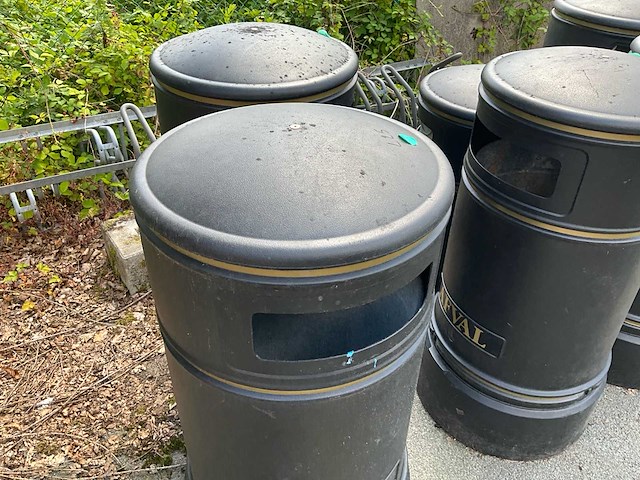 Zwarte plastic vuilbakken met metalen binnenbak (5x) - afbeelding 3 van  7