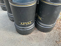 Zwarte plastic vuilbakken met metalen binnenbak (5x) - afbeelding 6 van  7