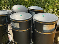 Zwarte plastic vuilbakken met metalen binnenbak (5x) - afbeelding 4 van  7