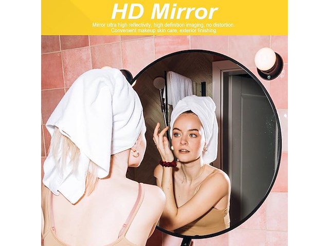 Zwarte ronde spiegel (60 cm) - afbeelding 3 van  4