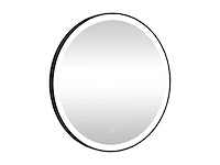 Zwarte ronde verlichte badkamerspiegel met led's - d. 80 cm - afbeelding 2 van  7