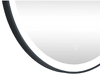 Zwarte ronde verlichte badkamerspiegel met led's - d. 80 cm - afbeelding 4 van  7