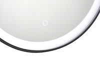Zwarte ronde verlichte badkamerspiegel met led's - d. 80 cm - afbeelding 5 van  7