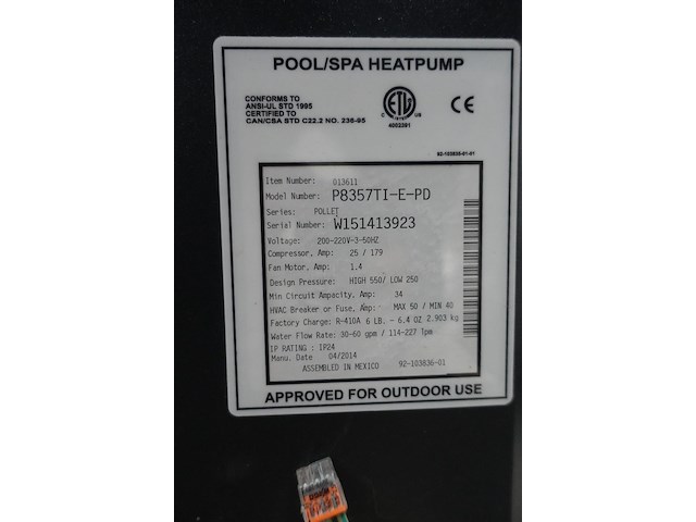 Zwembad warmtepomp heat perfector - afbeelding 5 van  6