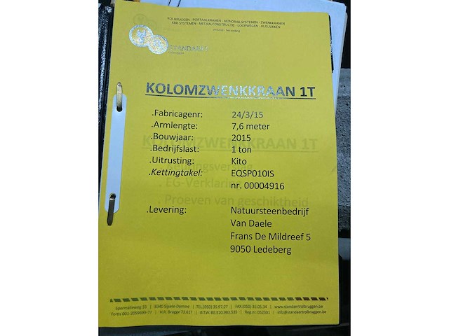 Zwenkarm standaert 7,6m 1000kg - afbeelding 6 van  10